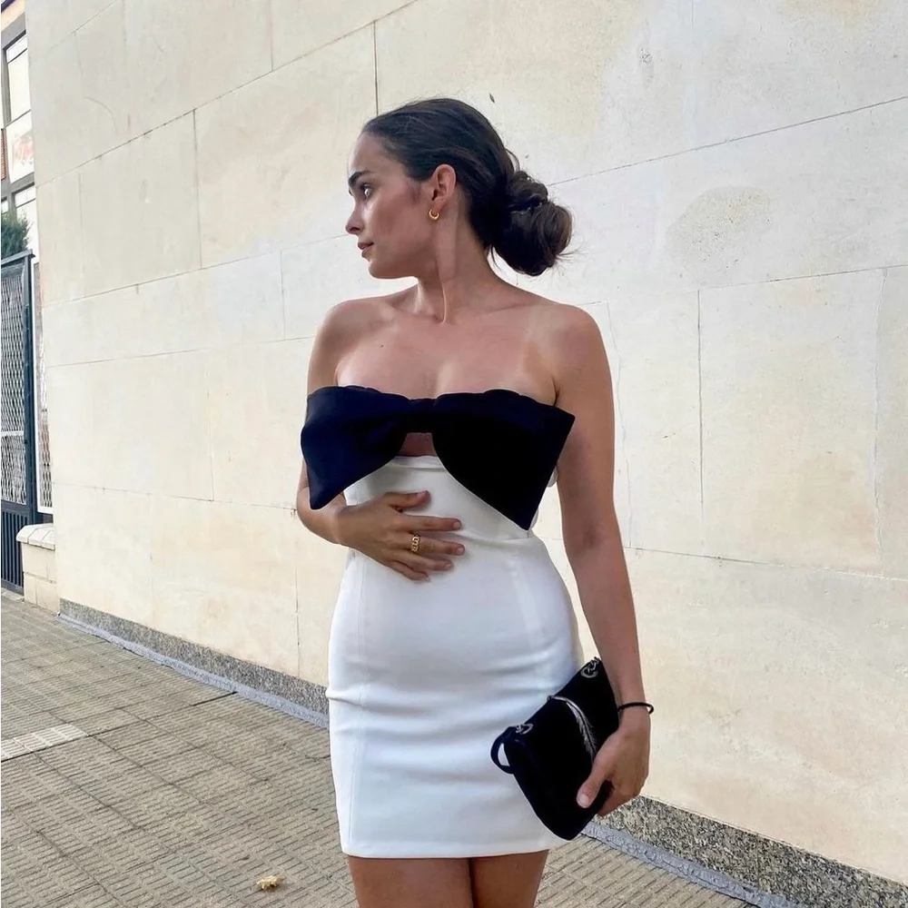 Zara dress mini bow bodycon fitted white wedding party coctail dress - Picture 15 of 15